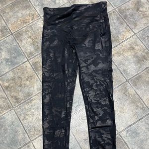 SPANX faux leather black metallic camo leggings